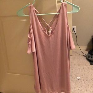 Sheen dusty pink off the shoulder blouse!
